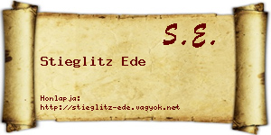 Stieglitz Ede névjegykártya